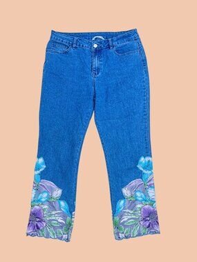 Floral Embellished Flare Jeans